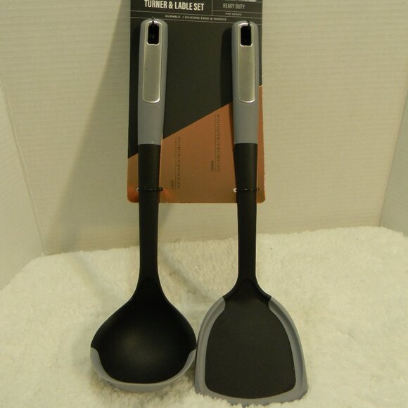 Bino Turner & Ladle Set Heavy Duty Spatula Silicone Edge & Handle Pro Series NWT - Picture 2 of 6